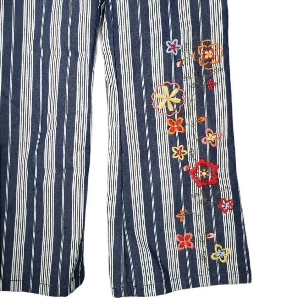 Gymboree Striped Floral Wide Leg Trousers 6